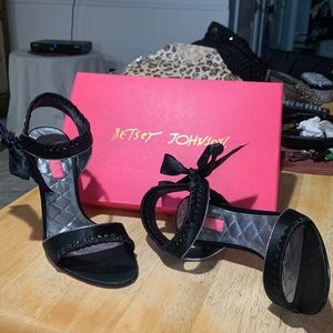 Betsy Johnson dress hi heels.  Hot pink sole and inner part of heel worn once